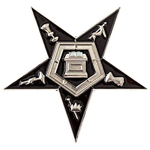 Emblema masónico de la Estrella del Oriente de 3'' en plata y negro, ideal para regalo