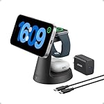 Anker MagSafe Charger Compatible, MagGo 3-in-1 Charging Station, Qi2 Certified 15W Magnetic Wireless Charger Dock Stand, For iPhone16/15/14/13/12 Series, Apple Watch,AirPods,and More(Adapter Included)