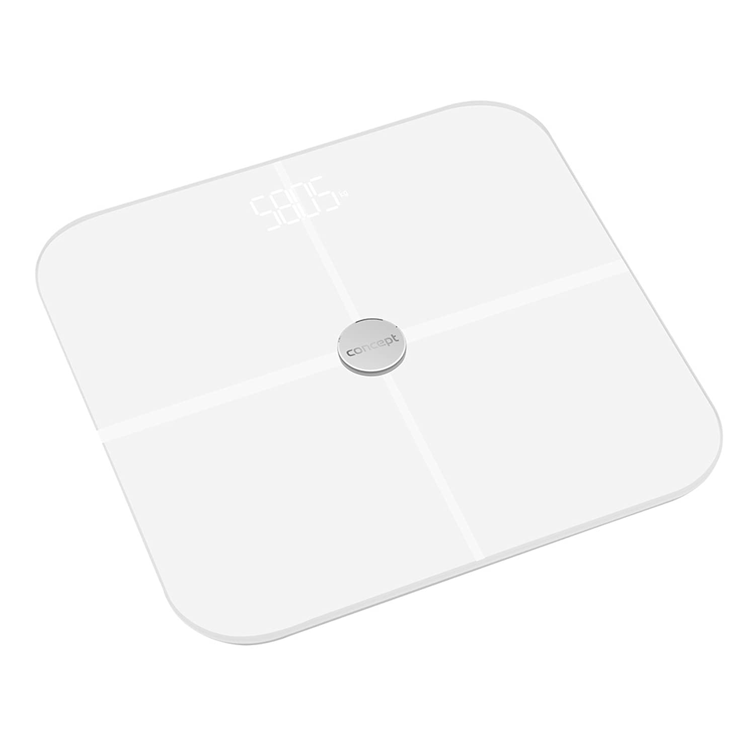 Concept VO4010 - Báscula de diagnóstico de cristal con aplicación, báscula digital, análisis corporal, báscula de grasa corporal, masa muscular, indicador LED, Bluetooth peso hasta 180 kg