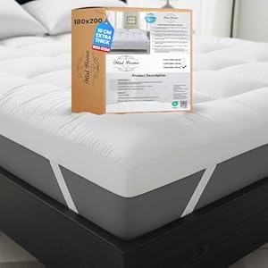 MISL HOME Mattress Topper Super King size Bed 10cm Extra Deep & Extra Thick - 900gsm 180x200 Microfiber Hypoallergenic Mattress Topper - Elastic Straps to fit up to 40cm
