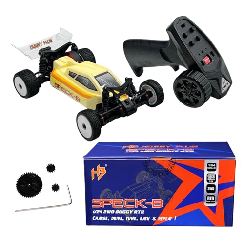 Image of HOBBYPLUS Speck B 1 /24 2WD Mini RC Car - RTR RC Buggy, Fast Mini Racing Buggy, Brushless Ready with Oil-Filled Shocks - Fun Indoor Remote Control Car Racing Vehicles for Adults (Vintage Creme)