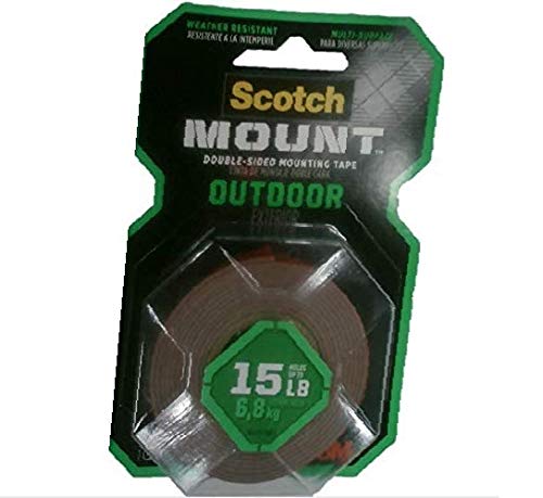 Scotch Mounting, Fastening & Surface Protection Scotch Outdoor Mounting Tape, x 60-inches, Gray, 1-Roll (411P), 1-inch inches, 15 Pound - 2 Pack