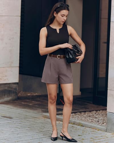 Image of G4Free EverGoing Dressy Casual Shorts for Women 4 inch High Waisted Summer Lounge Pleated Shorts with Pockets
