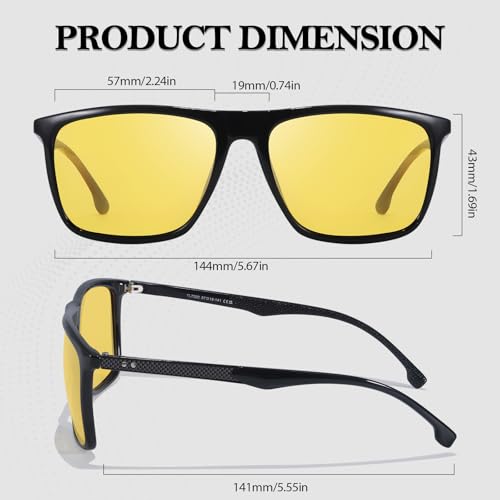 TJUTR Night Vision Driving Glasses, Polarized Yellow Tinted Lens, Anti Glare & Enhance Vision Eyewear for Men3