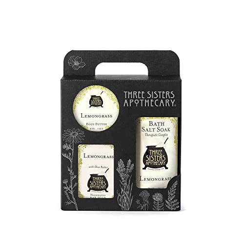 Image of Three Sisters Apothecary Bath & Body 3 Piece Gift Tote (Lemongrass)