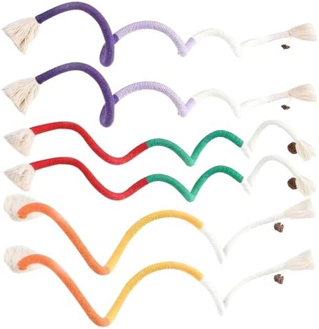 Cat Chew Toys with Catnip, 6 PCS Interactive Cat Teething Ropes f...