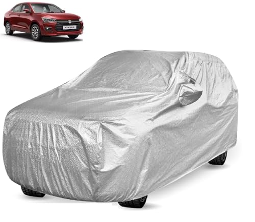 Image of Auto Hub Car Cover Compatible with Maruti Dzire (Model : 2024-Till Date) with Mirror Pocket, Soft Cotton Lining, Dzire Car Cover Waterproof - Metallic Silver