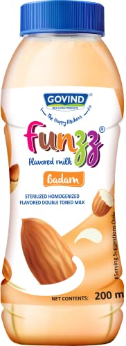 Image of Govind Funzz Flavoured Milk with Three Flavours - Badam, Pista & Keshar. 200ml Each, Pack of 12.