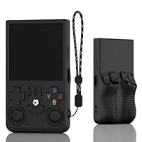 FIOPAZ for R36MAX Silicone Protective Case, Soft Skin for R36 MAX Retro Handheld Game Console Accessories, Anti-Scratch Washable Only for R 36 MAX Sleeve with Lanyard (Black)