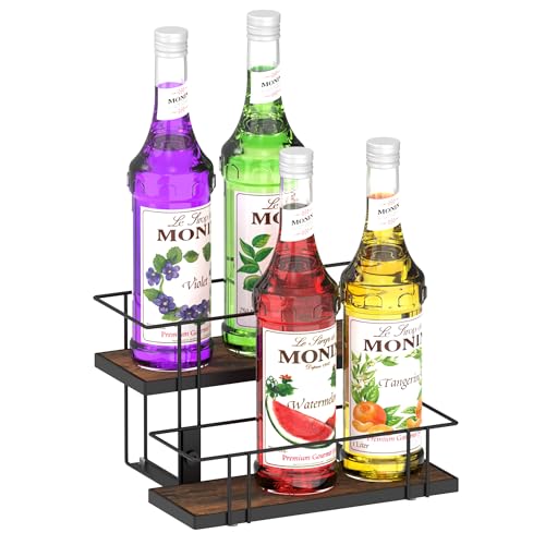 Alyoen Étagère de rangement pour sirop de café, 6 bouteilles de sirop pour café, petite étagère de rangement pour comptoir de vin, liqueur