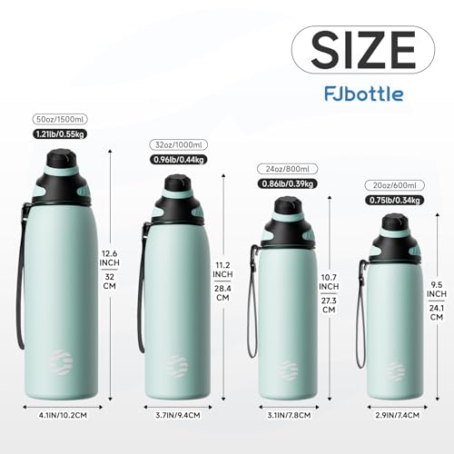 Image of Fjbottle 24oz Stainless Steel Insulated Water Bottle No Straw Spout Lid | Leakproof Keeps Cold 24H, Double Wall Vacuum Insulated, BPA Free, Easy to Clean Sports Water Bottle for Gym Hiking & Outdoor