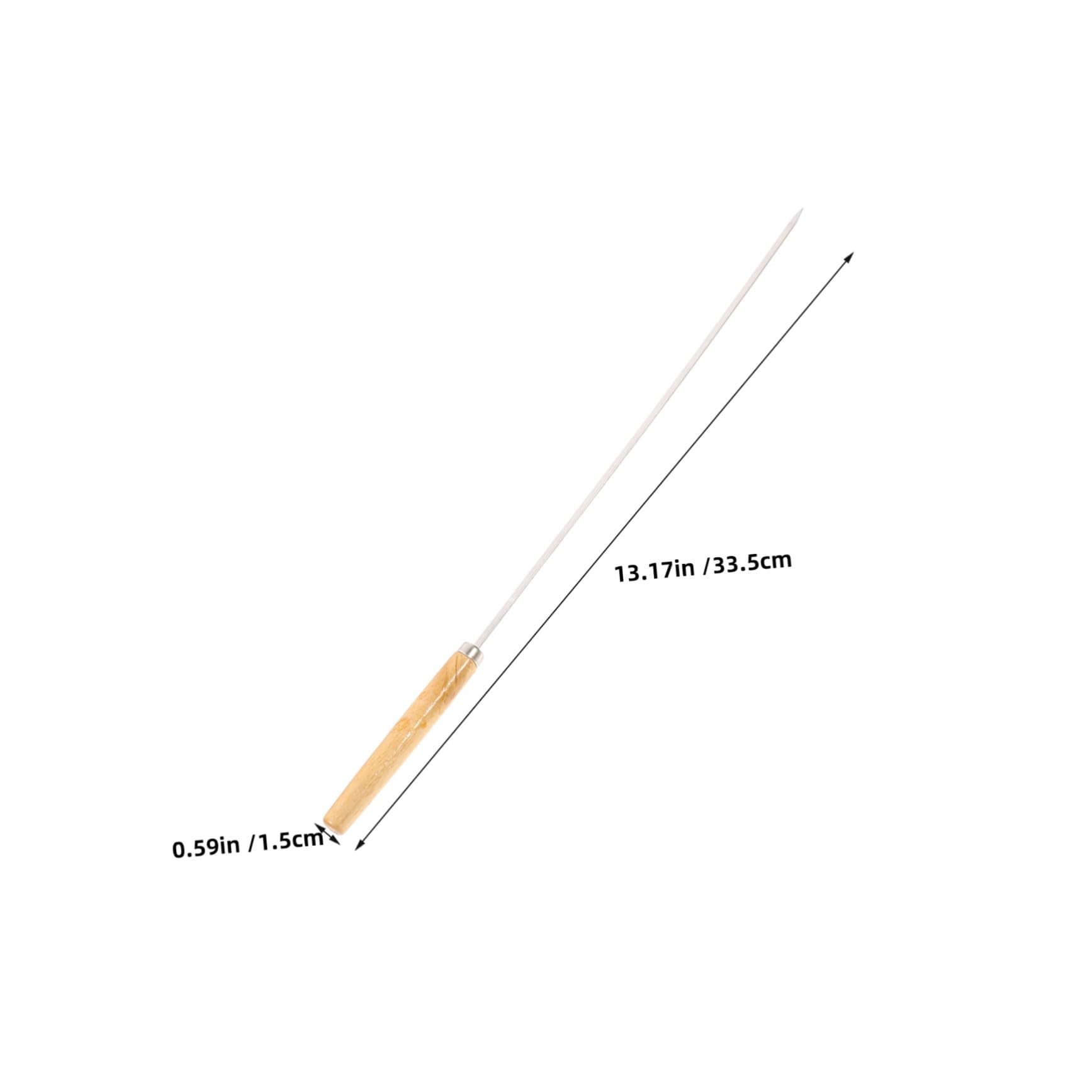 Brochetas Planas para Barbacoa, Juego de 30 Piezas, Acero Inoxidable | Mango de Madera Beige, 33cm de Largo, Uso para Pollo y Carne, Construcción Estable y Limpieza Sencilla