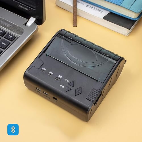 NETUM 80 mm kabelloser Bluetooth-Thermodrucker, tragbarer persönlicher Rechnungsdrucker, 7,6 cm, Mini-USB-POS-Drucker, kompatibel mit Android/iOS/PC/Windows/Linux NT-8003