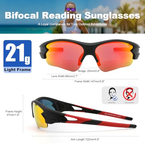 Image of Attractive Bifocal Reading Sunglasses for Women, Durable TR90 Semi Rimless Wrap Around Design Sun Readers, UV400 Near-Far Sun Glass Built in Sports /Driving /Finshing, 3.0x