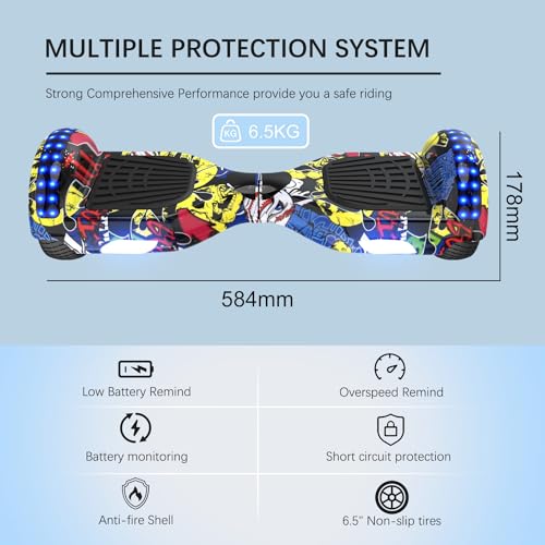 Hoverboard Bluetooth con luces LED integradas y motor estable RCB Overboard de 6.5 pulgadas 5