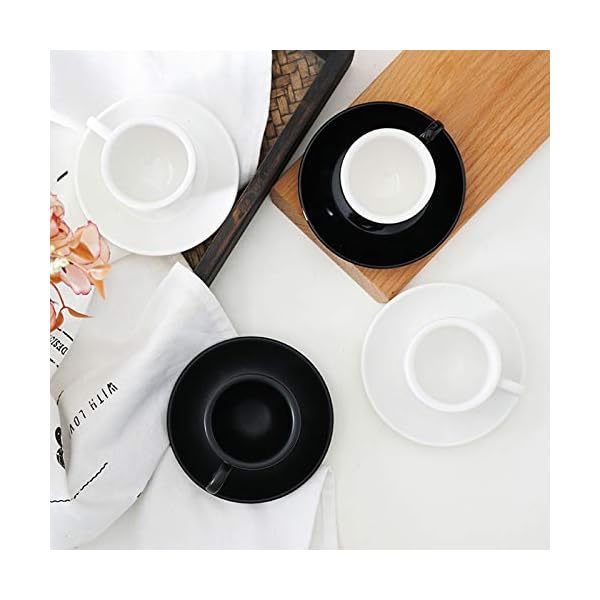 Juego de 4 tazas de café espresso de 3 onzas con platillos a juego de tazas de café italiano de porcelana premium, taza… - Imagen 4