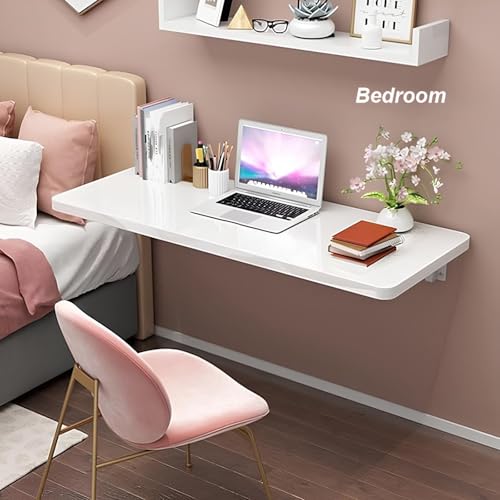 Bureau mural pliable gain de place table flottante jaune 60x40 - 7
