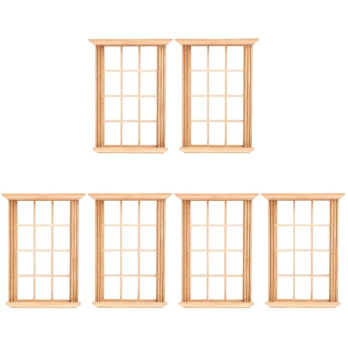 Angoily 1: 12 Scale Dollhouse Windows, 6 PCS Simulated Twelve Lattice Miniature Wooden Windows Frame Miniature Windows Photograph Props, Dollhouse Miniatures 1:12 Scale