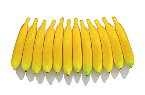JEDFORE Artificial Yellow Bananas Lifelike Simulation Fake Fruit Home House Kitchen Decoration 12pcs Set