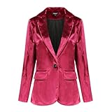 Design: Lightweight velvet fabic, silky touch, suitable for spring, summer and autumn. Features: Classic lapel, button closure, slim fit, long sleeve, hip length, this is a office blazer suit. Match: This chic office lady blazer suit is great to matc...