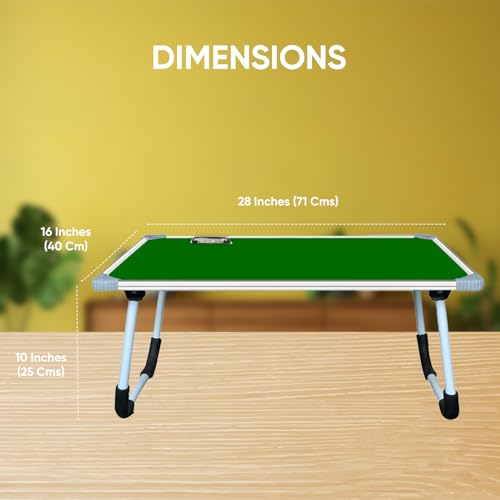 Image of YAJNAS Green Chalkboard & Laptop Table | Portable Lap Desk with Laptop Support for Bed, Home, & Office | Foldable Study Desk with Writable Chalkboard for Presentation - (15 x 26, Green)