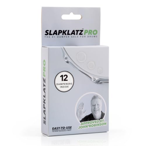 SlapKlatz PRO Drum Gel Dampers – Clear – 12 Pads in 3 Sizes – Storage Case Included