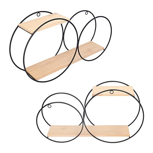 MOTUZP Estantería de Almacenamiento Redonda de 2 Niveles, Estantes Flotantes Montados en la Pared, Estante Moderno de Metal para Colgar en la Pared para Almacenamiento y Exhibición en - imagen 3