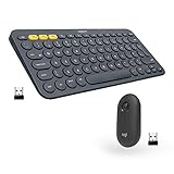 Logitech K380 + M355 Wireless Keyboard and Mouse Combo-Slim portable design, quiet clicks, long battery life, Bluetooth connectivity, multi device with Easy-Switch for Mac, Chrome OS, Windows-Graphite