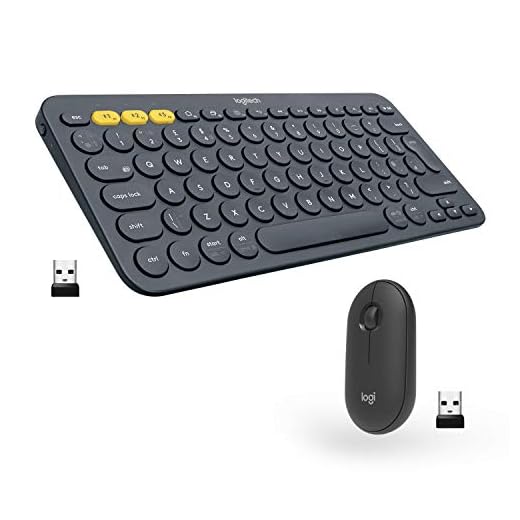 Logitech K380 + M355 Wireless Keyboard and Mouse Combo-Slim portable design, quiet clicks, long battery life, Bluetooth connectivity, multi device with Easy-Switch for Mac, Chrome OS, Windows-Graphite