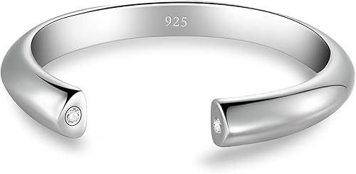 Miniatura 9 de BoRuo aro para el dedo del pie de plata de ley 925 anillo ajustable hipoalergénico de 2-4mm