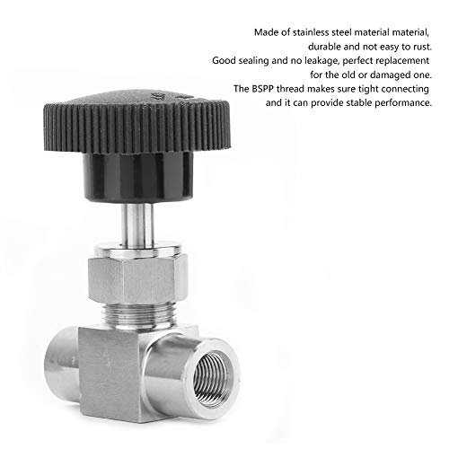 Ausla Luftregelhahn 1/8 Zoll Gerades Nadelventil BSPP-Innengewinde Nadelventil Innengewinde Massiver Edelstahl Instrumentengasnadelventil Gerades Nadelventil Nadelventile aus Edelstahl 304 (A)