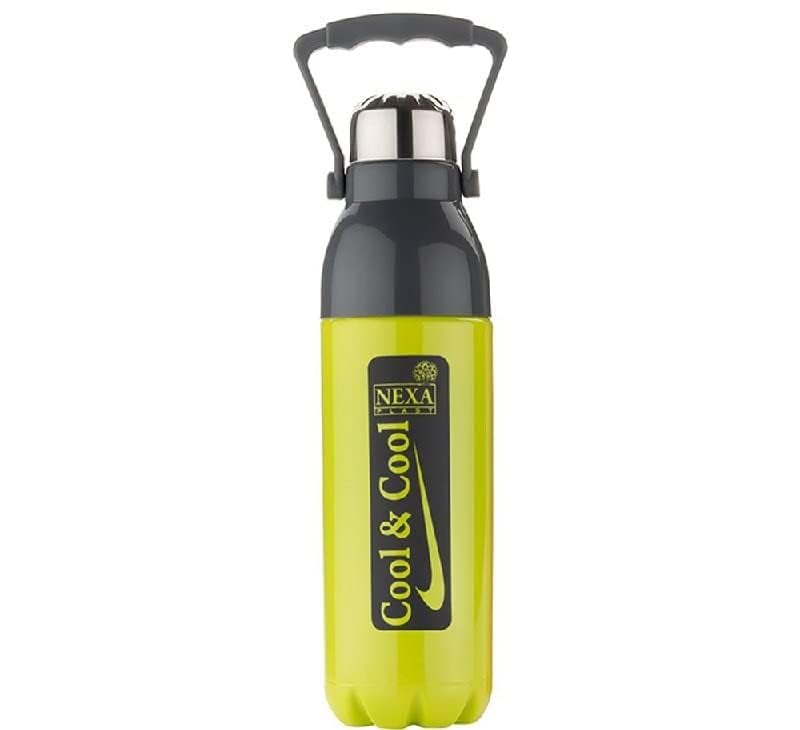 Image of Double Wall Insulated Water Bottle with Handle Large Hot Cold Flask for Gym Sports Travel Office Assorted Colors Leak Proof Plastic Stainless Steel Drink Travel Mug (2000 Millilitres)