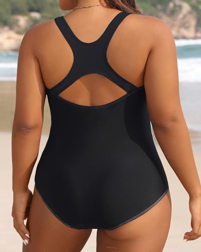 Image of Aqua Eve Plus Size Swimsuits Athletic One Piece Bathing Suit for Women Tummy Control Slimming Swimwear
