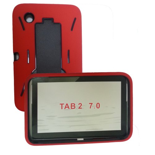 [Rhino] Red black Heavy Duty rugged impact Hybrid Case with Kickstand For Samsung Galaxy Tab 2 (7.0 Inch) tablet