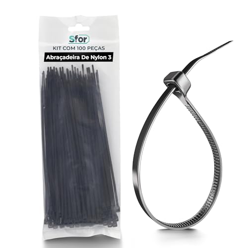 Sforplast Sfor | Abraçadeira De Nylon 3 5X200 Mm Preta | 100 Peças | Fita Para Organização De Fios E