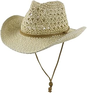 Muryobao Womens Summer Straw Hat Wide Brim Outdoor UV Protection Cowboy Sun Hat Foldable Packable Fedora Travel Beach Cap UPF 50+ with Wind Lanyard Khaki