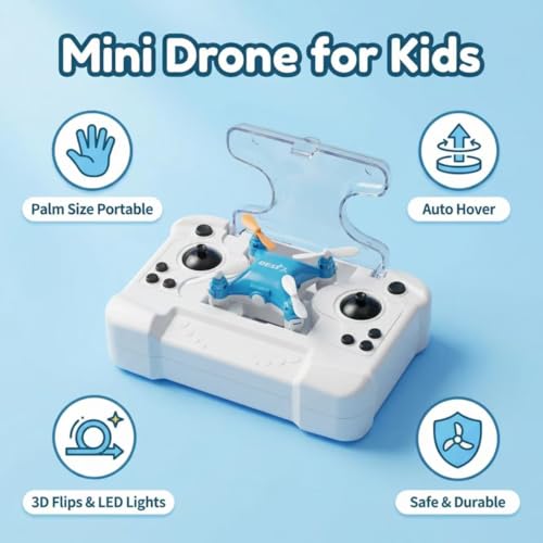 Image of Mini Drone for Kids, Indoor Portable Nano Quadcopter with Altitude Hold, LED Lights, 3D Flips, Easy to Fly Toy Gift for Boys Girls (blue-No camera)