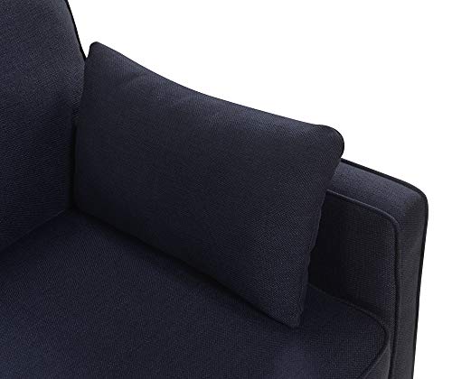 Serta Nina Modern Fabric Upholstery Sofa Collection Padded Shelter Arms, Solid Wood Legs, Couch For Living Room, Track, Navy #TOP3