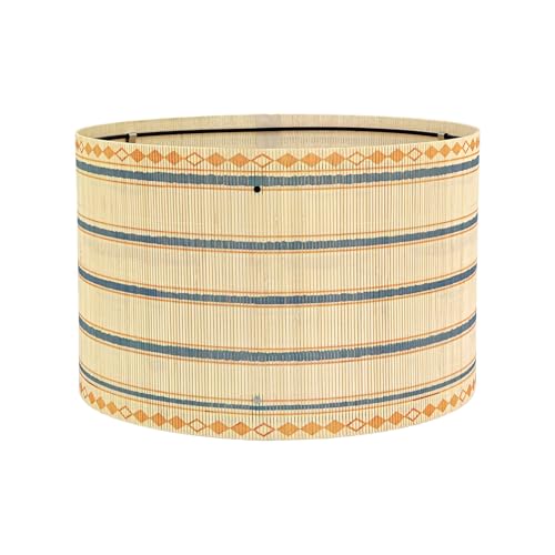 Image of Pendant Lamp Shade, Translucent Bamboo Made, 13.8x9 Inch, Modern Minimalist Style for Living Room, Bedroom (Green Pattern B)