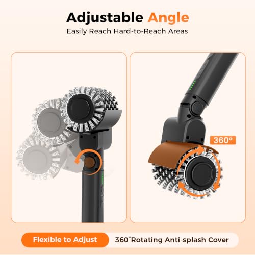 Image of Electric Grill Brush for Outdoor, Cordless BBQ Cleaner with Triple-Lock Stainless Steel Bristles, 150 Min Runtime, 3 Speeds, 3 Brush Heads, Adjustable Angle Rotary Brush for Family BBQs & All Grills