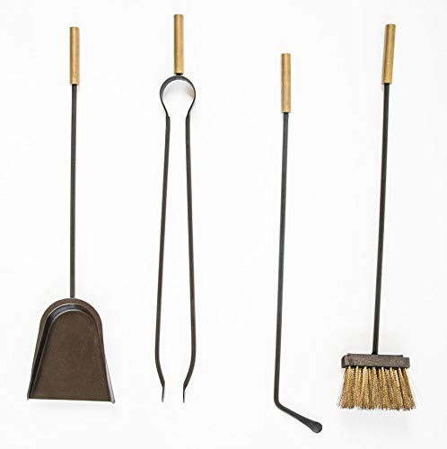 Kit accessoires cheminée en fer forgé rouille pour manipuler les braises sans risque de brûlure - 2