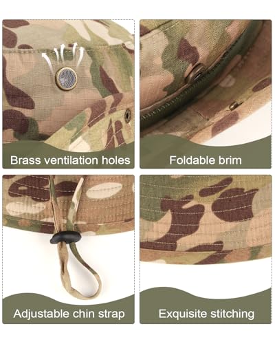 Image of XXL Boonie Sun Hat for Big Heads, Military Tactical Safari Hat with Chin Strap, Outdoor Hat for Fishing, Hiking, Hunting