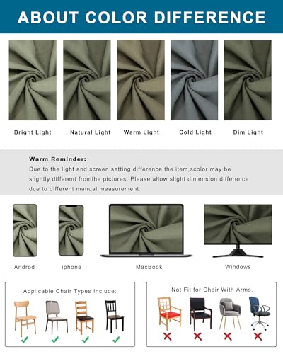 CRFATOP Waterproof Dining Chair Seat Cover Set of 6 Stretch Slipcover,L,04 — view 6