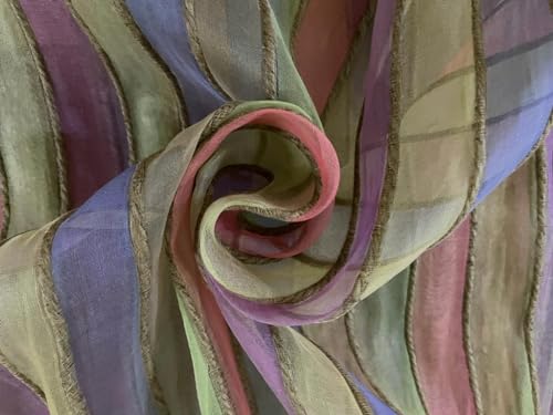 Organza Silk Fabric Multi Color Stripe selvidge to selvidge Vertical 44