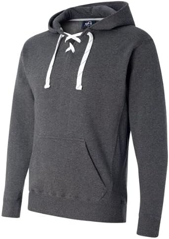 J America Comfortable Sport Lace Hooded Sweatshirt_Charcoal Heather_X-Large