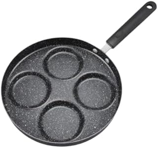 エッグパン型 仕切り付きフライパン 仕切り付き4つ穴フライパン 7つ穴ラウンド 均一加熱 焦げ付き防止 お手入れ簡単 家庭用・業務用 ガスコンロ対応。 (4つの穴)