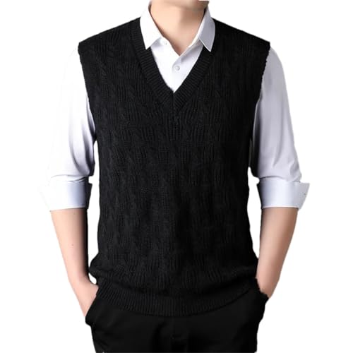 Men's V-Neck Knitted Pullover Diamond Checkered Sweater Vest Sleeveless Casual Vest