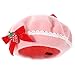 ABOOFAN Women Wool Bow Beret Pink French Style Warm Winter Hat for Travel Daily Wear Cute Strawbwrry Beret