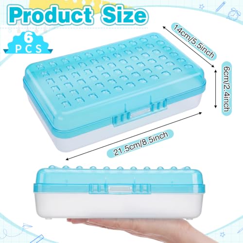 Image of Blulu 6 Pack Plastic Pencil Boxes Bulk Large Pencil Case,Blue
