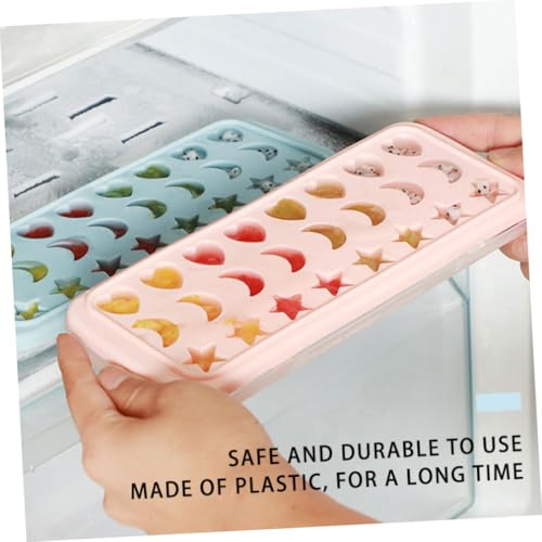 Molde de silicona para cubitos de hielo color rosa con tapa miniatura 3